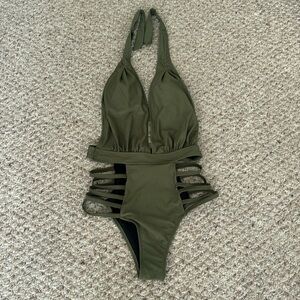 Army Green Strappy one piece, size M, worn once!